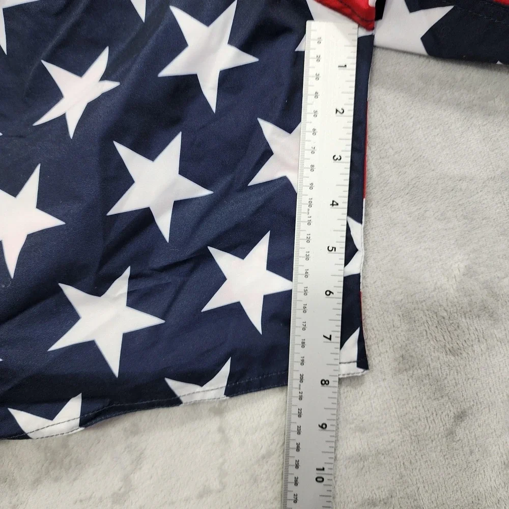 Faded Glory Swim Trunks Mens L Red White‎ Blue USA Flag Patriotic Lined Pockets